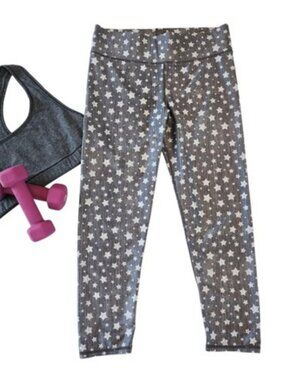 Terez Women's Activewear Pants Size Medium Gray Stars Cropped Leggings Workout